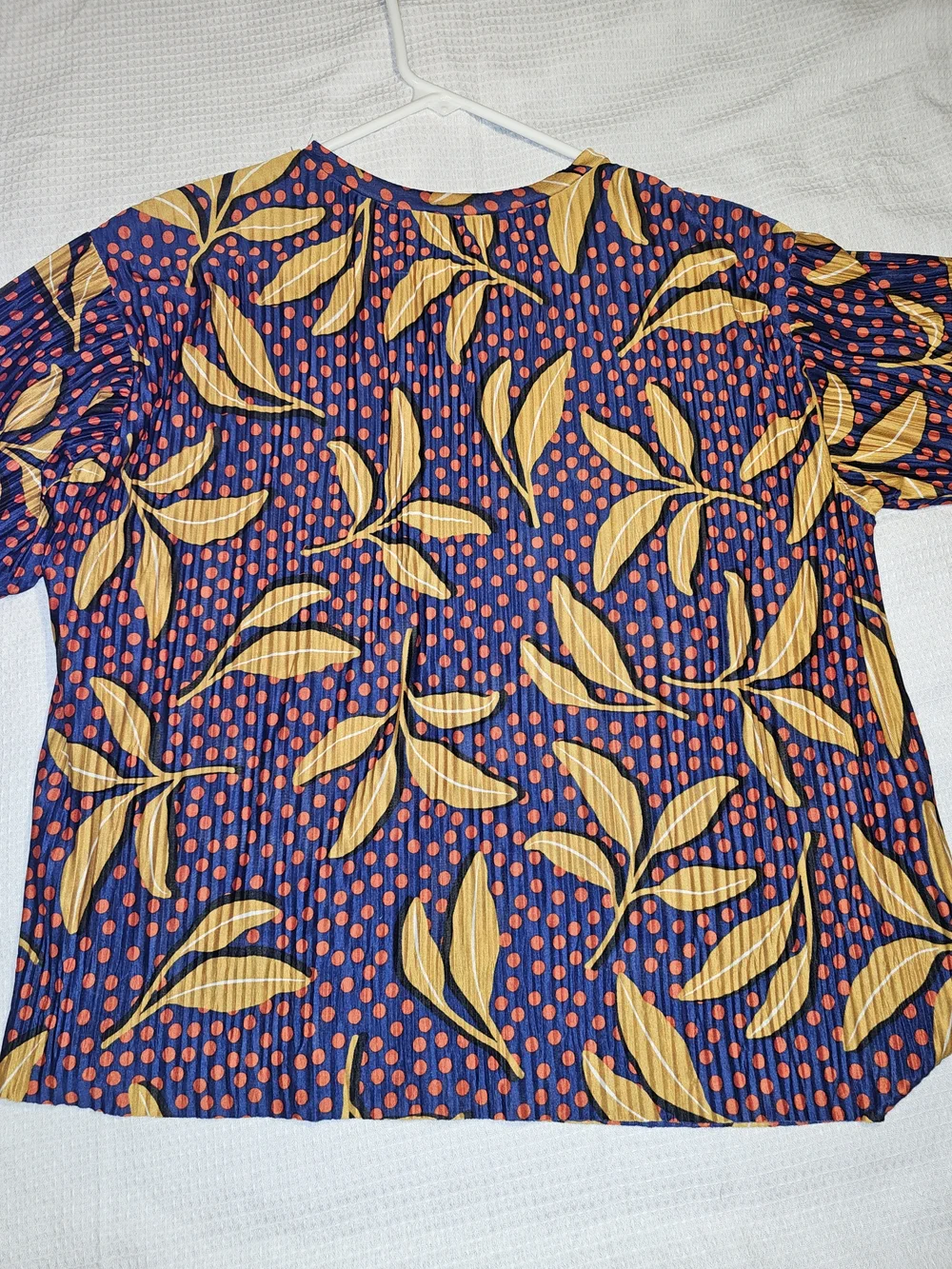 Zara Trafaluc Small Floral Polka Dot Blouse Navy Mustard Boho